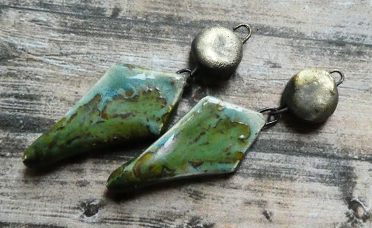 Ceramic Long Diamond Dangles - Mystic Jade