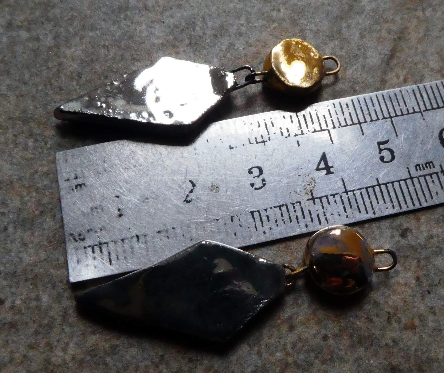 Ceramic Long Diamond Dangles -Platinum and Gold