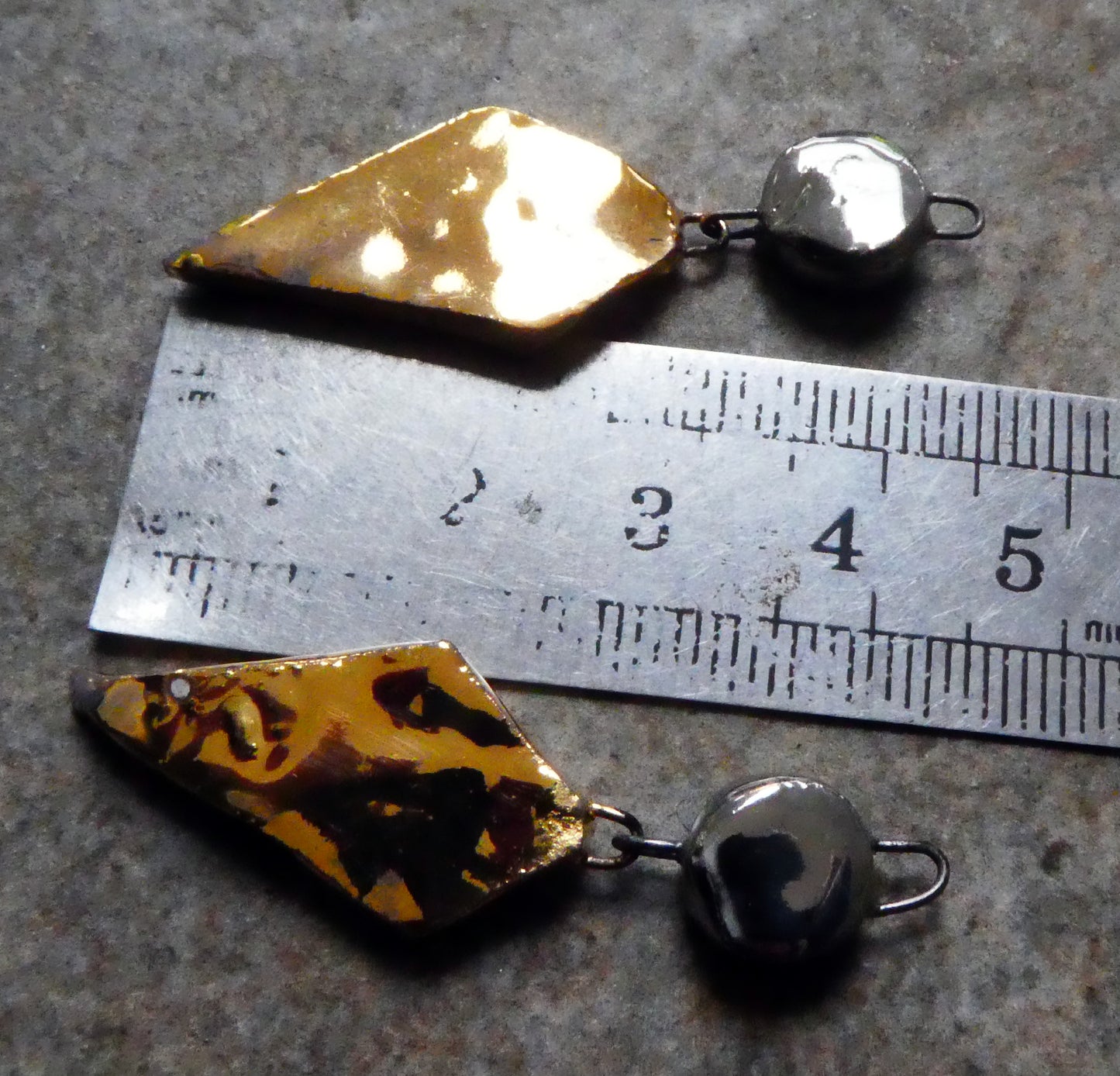 Ceramic Long Diamond Dangles -Gold and Platinum