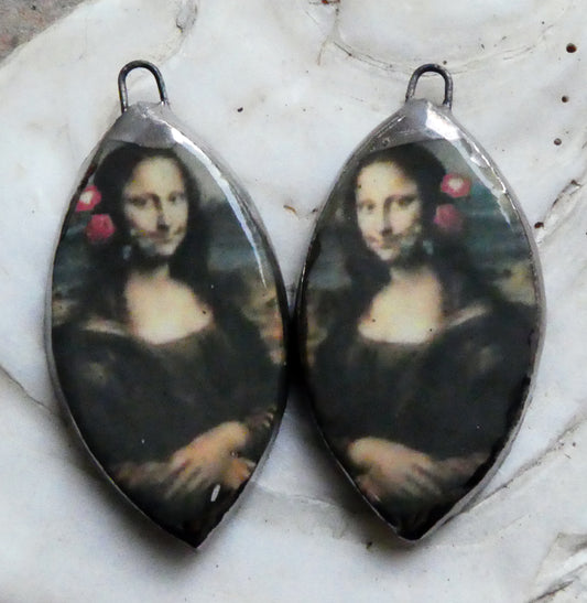 Ceramic Valentine Mona Lisa Decal Earring Charms #3