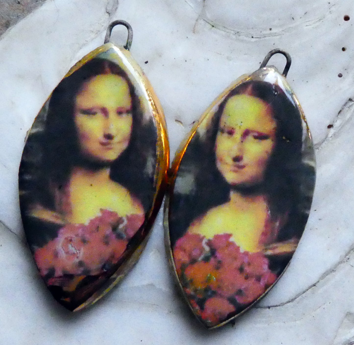 Ceramic Valentine Mona Lisa Decal Earring Charms #4