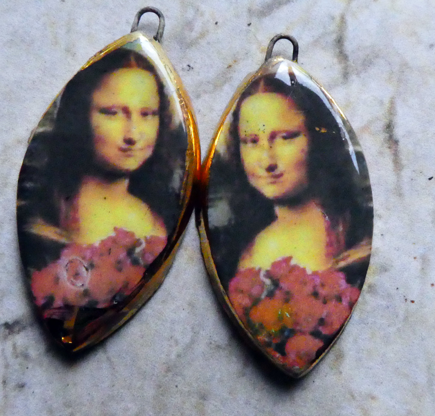 Ceramic Valentine Mona Lisa Decal Earring Charms #4