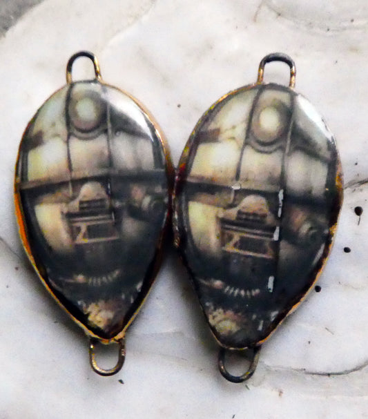 Ceramic Steampunk Hot Air Balloon Decal Connectors #6