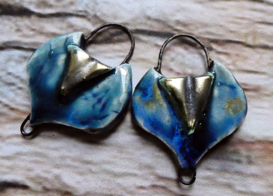 Ceramic Lotus Earring Connectors - Monsoon Seas