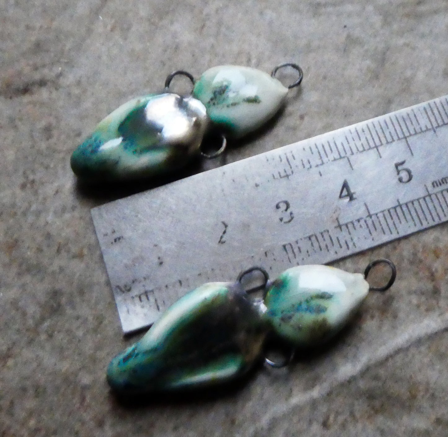 Ceramic Double Drop Earring Connectors - Herb Garden