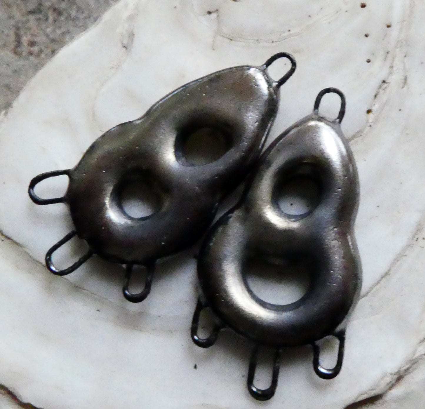 Ceramic Double Hoop Earring Connectors - Gloria