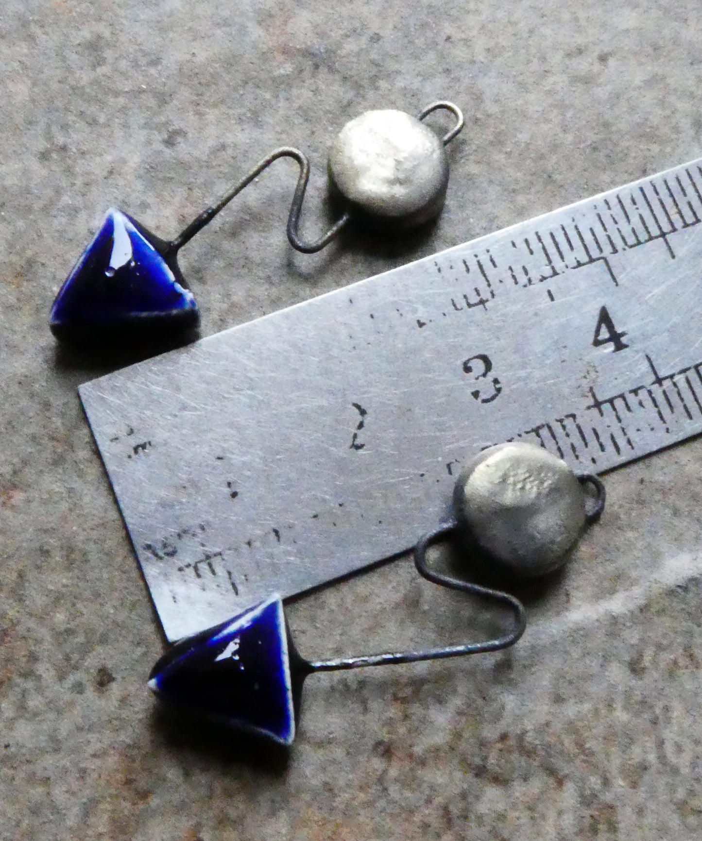 Ceramic Wiry Zigzag Earring Charms -Mirror Blue