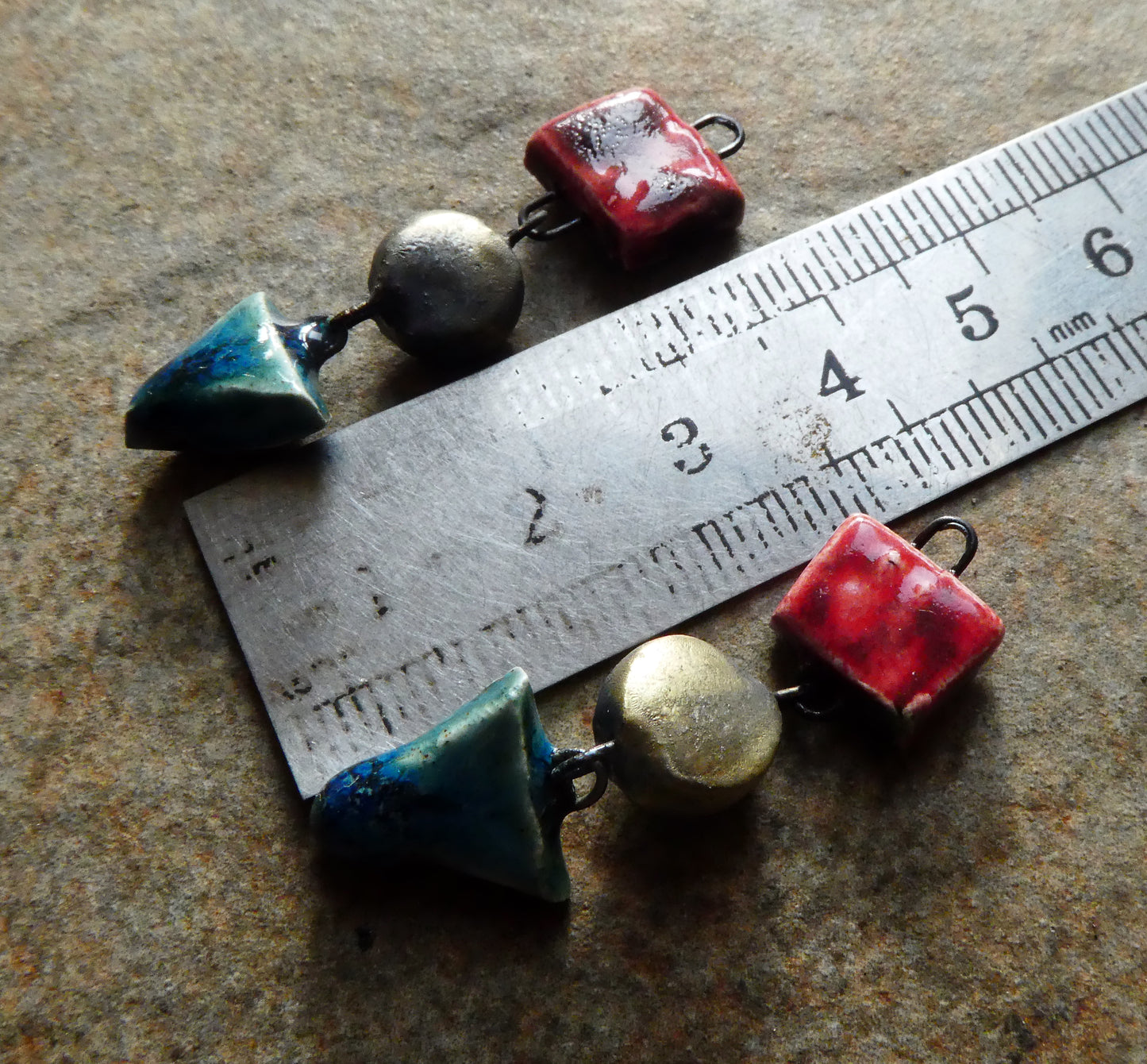 Ceramic Mixed Shape Dangles- Somerset Scarlet and Bora Bora
