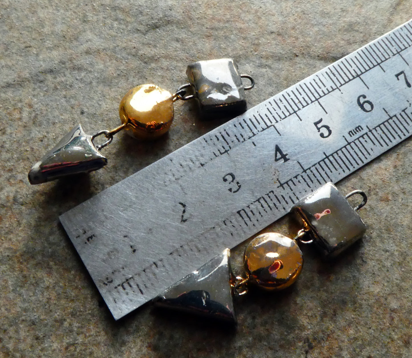 Ceramic Mixed Shape Dangles- Gold and Platinum