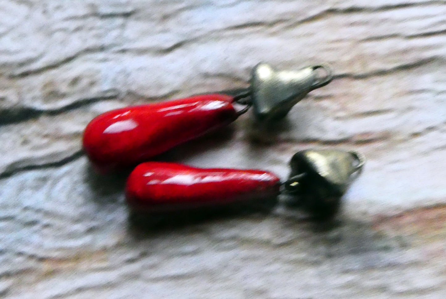Ceramic Pyramid and Long Drop Dangles-Red