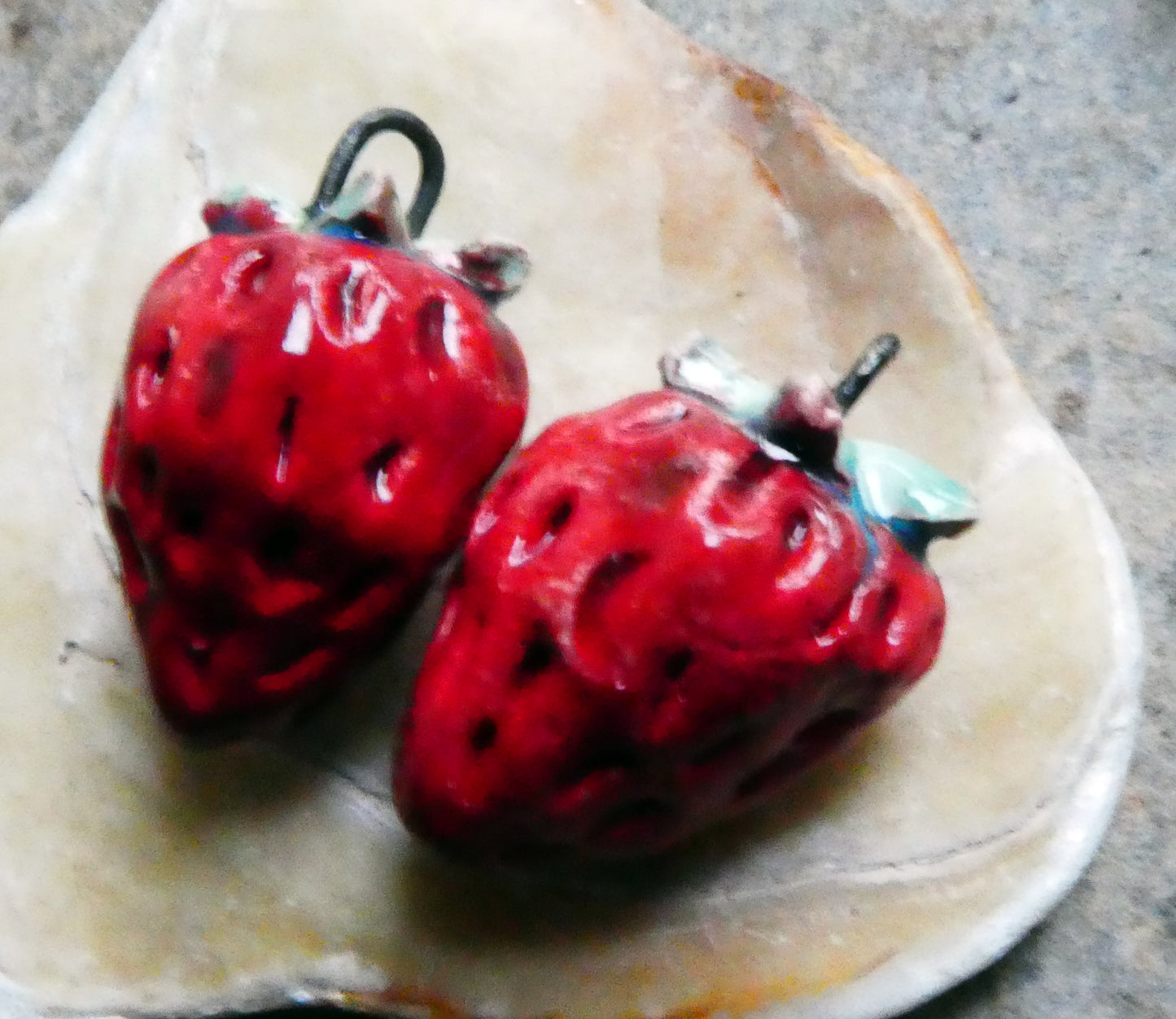 Ceramic Strawberry Earring Charms