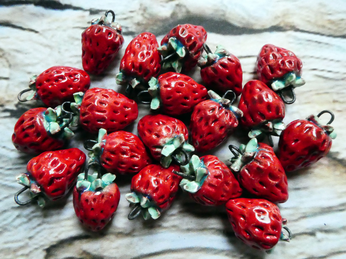 Ceramic Strawberry Earring Charms