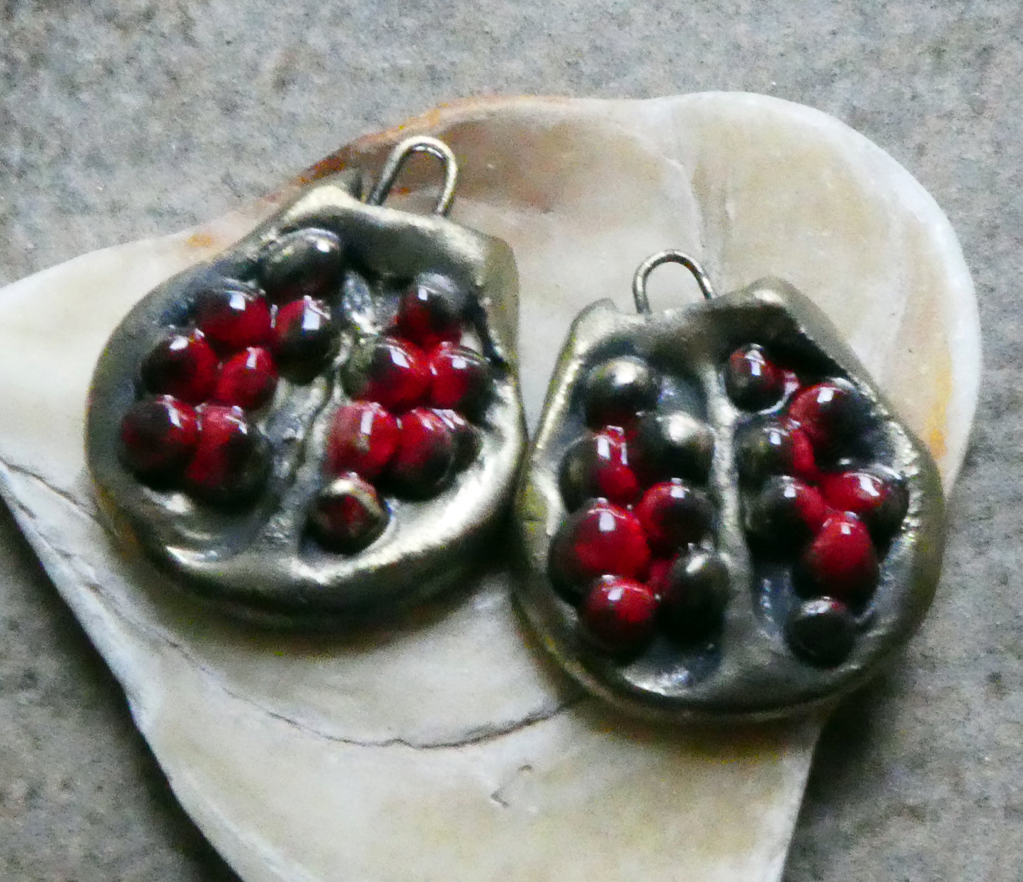 Ceramic Bronzy Pomegranate Earring Charms