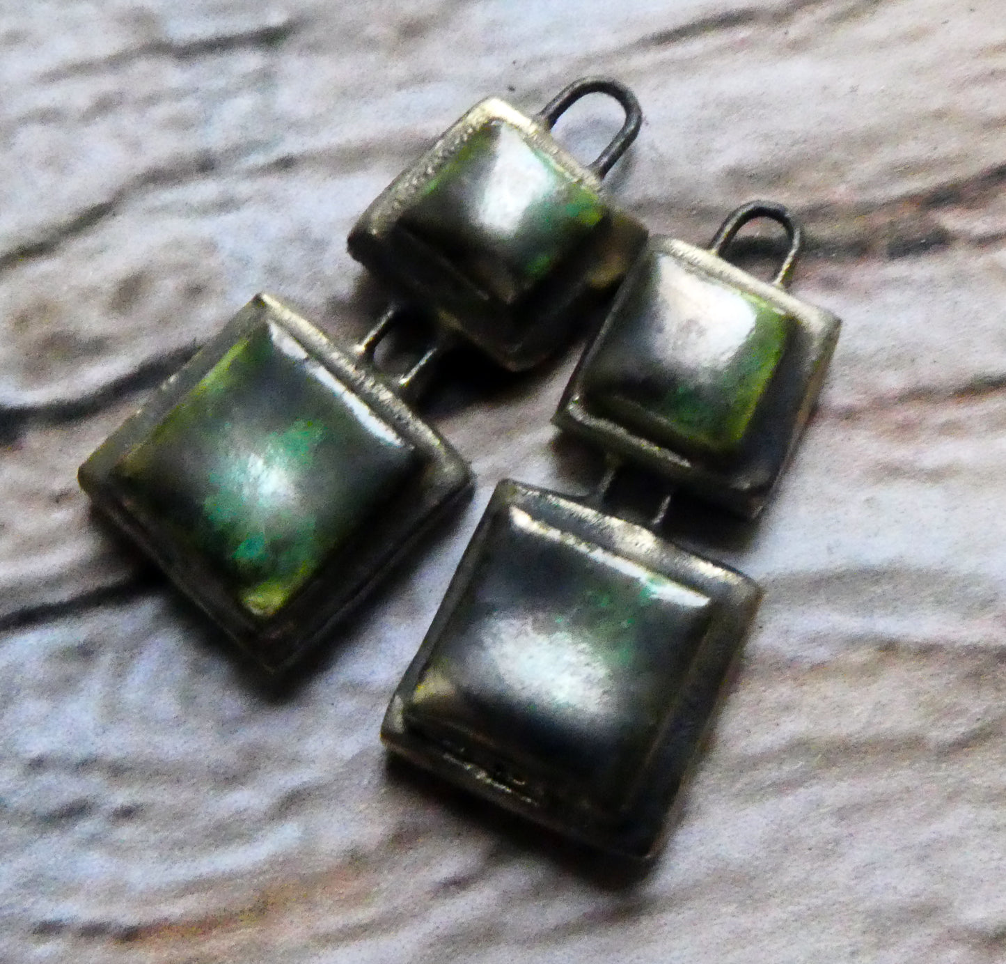 Ceramic Double Moulded Square Charms - Supernova