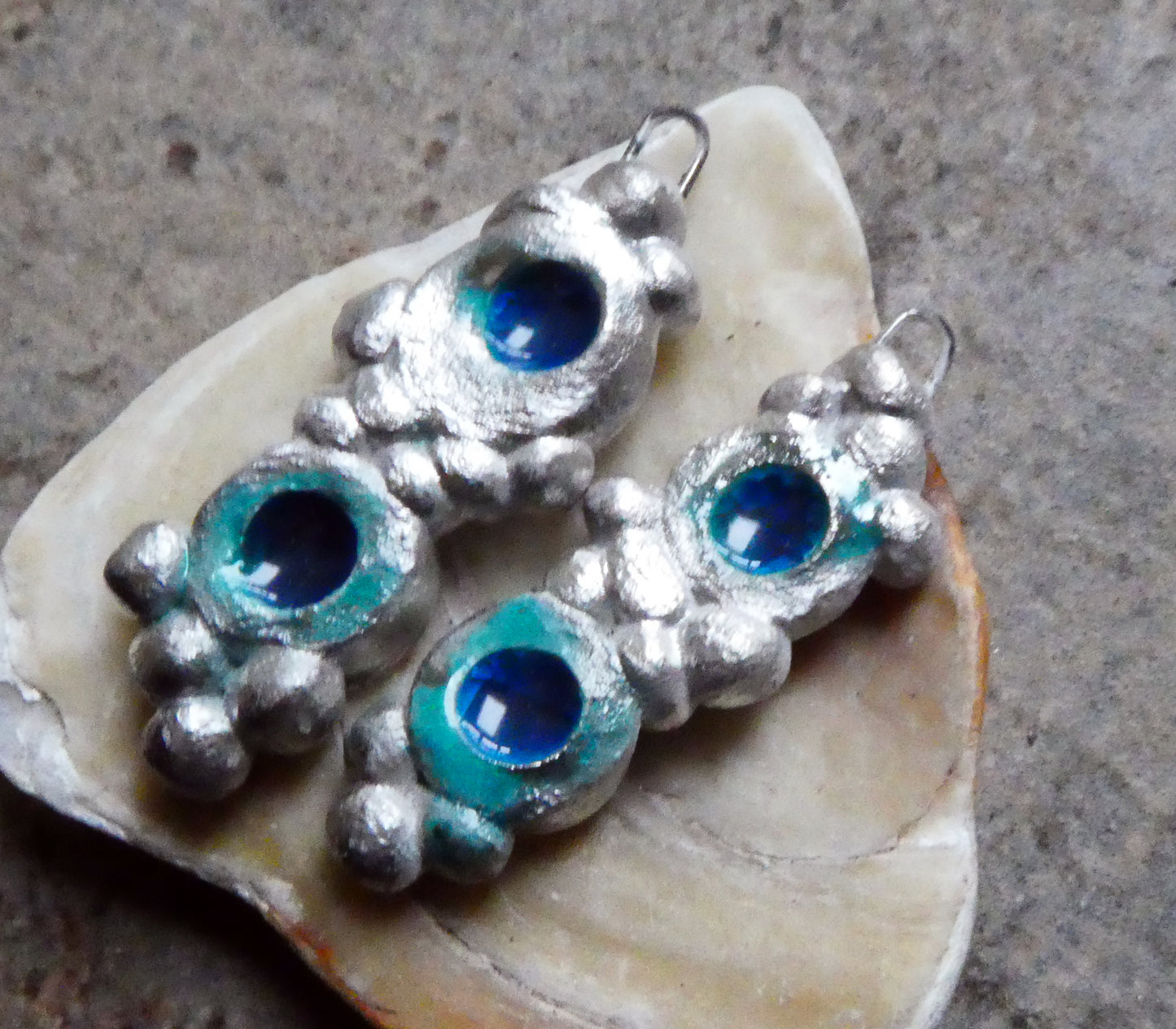 Ceramic Silvery Granular Enamel Charms - Bronzy Green