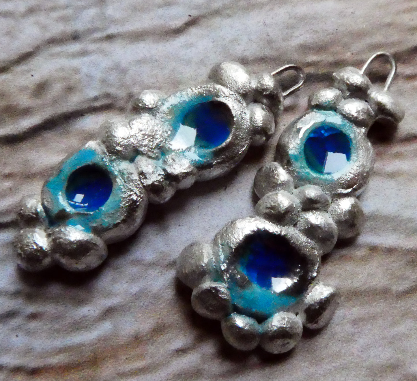 Ceramic Silvery Granular Enamel Charms - Dark Turquoise