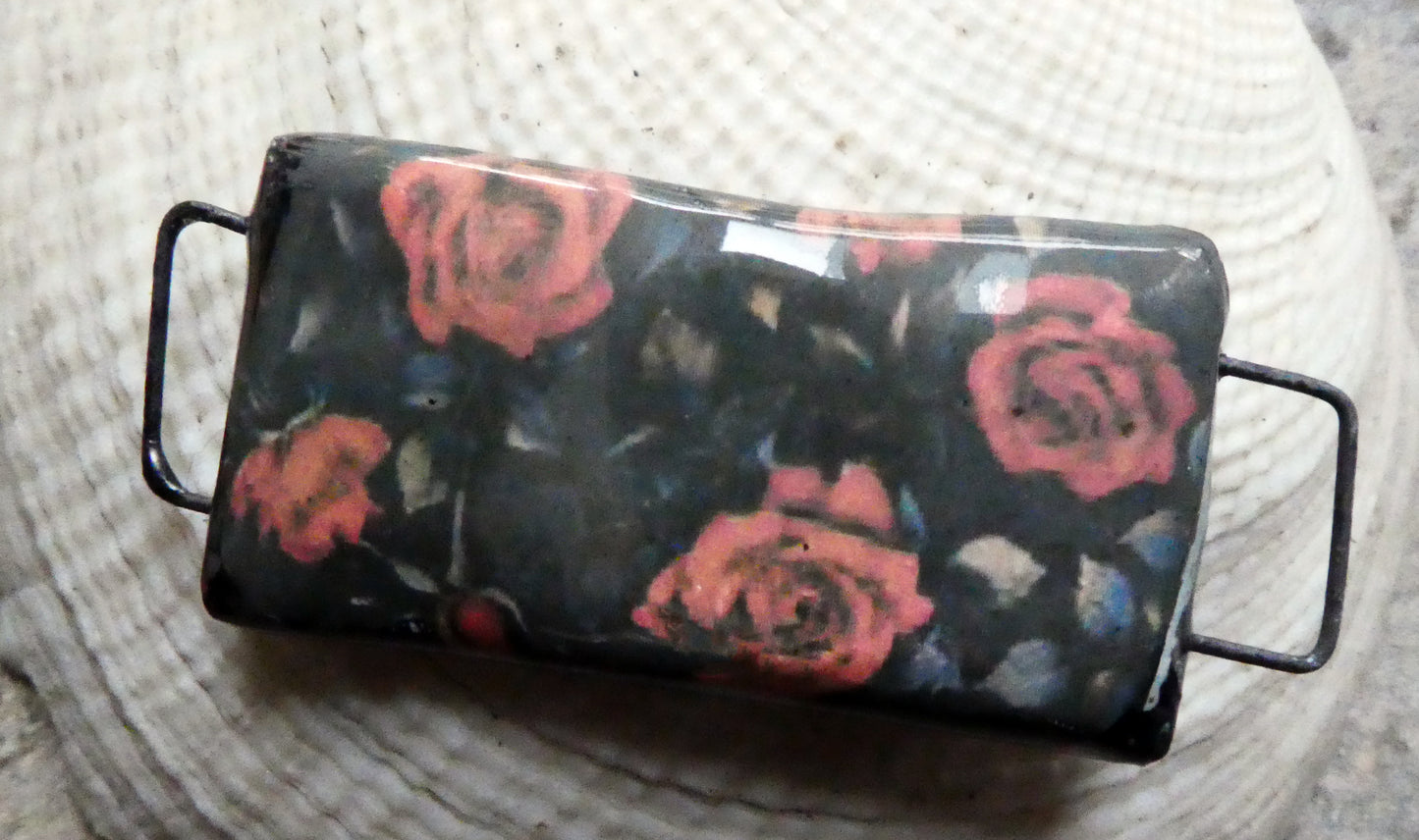 Ceramic Roses Decal Bracelet Focal  #3