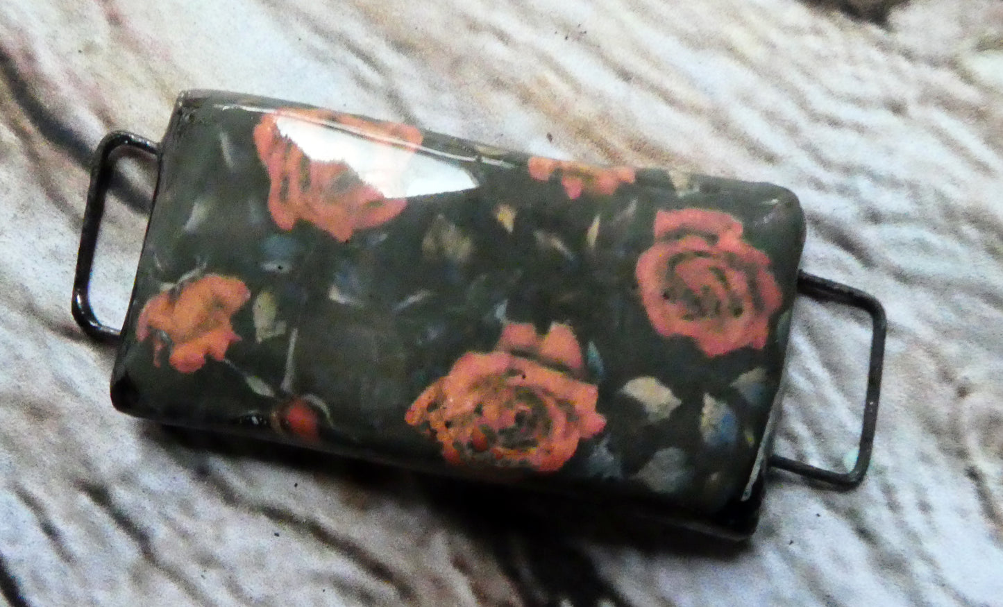 Ceramic Roses Decal Bracelet Focal  #3