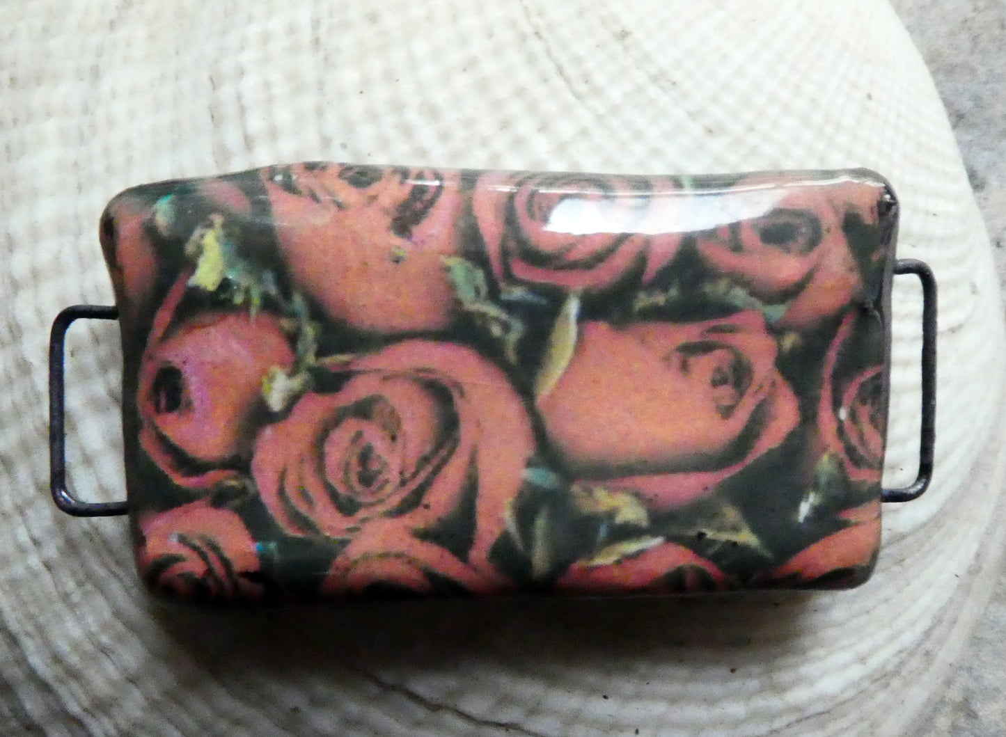 Ceramic Roses Decal Bracelet Focal  #5