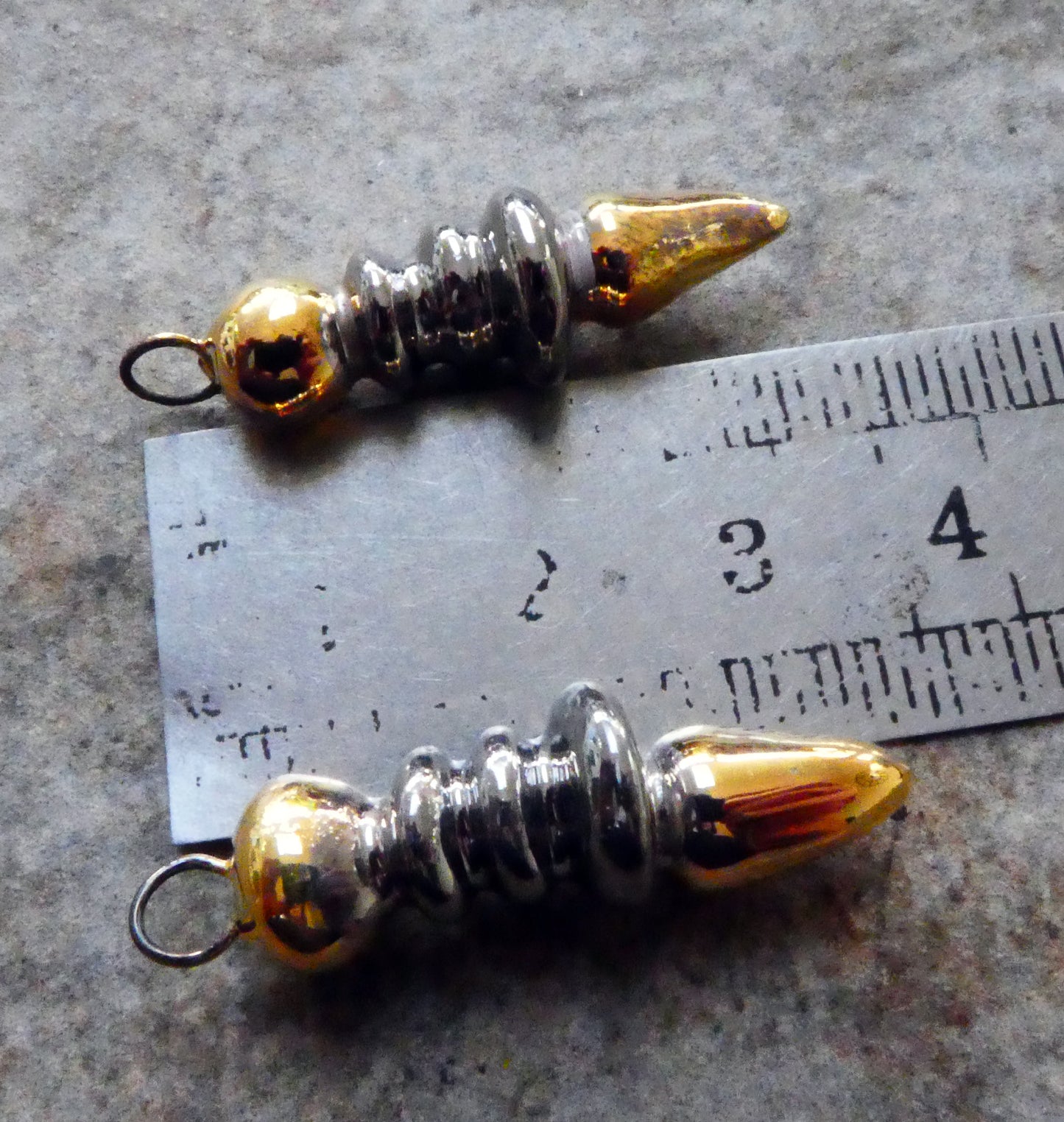 Ceramic Pointy Disc Stack Dangles - Gold and Platinum