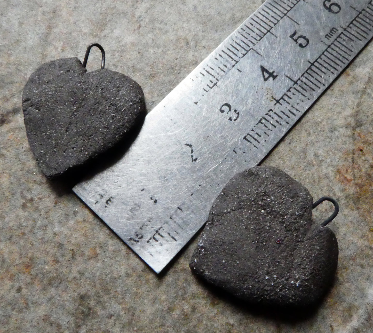 Ceramic Black and Platinum Heart Shaped Leaf Charms
