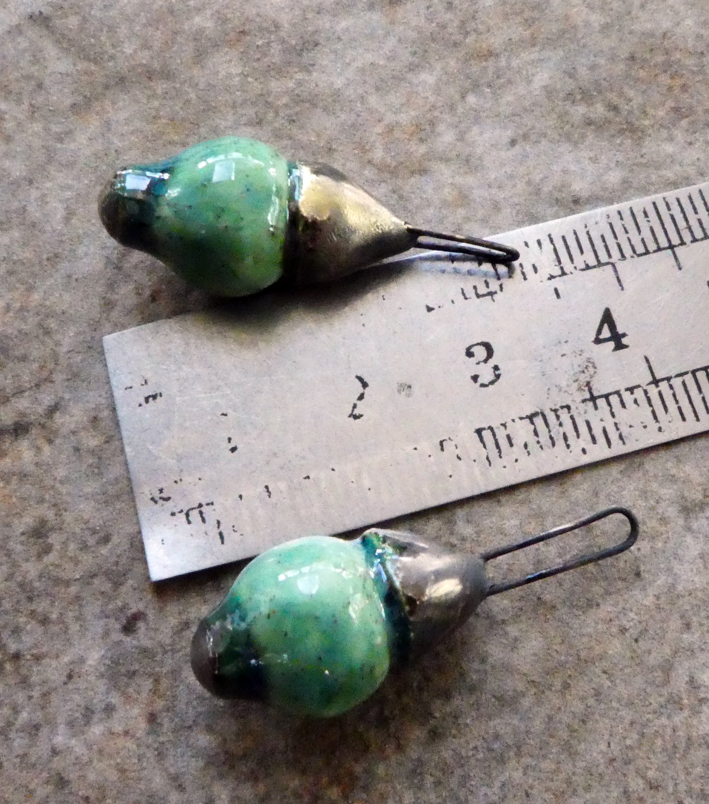 Ceramic Long Hooped Bobble Charms -Rockpool