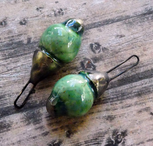 Ceramic Long Hooped Bobble Charms -Rockpool
