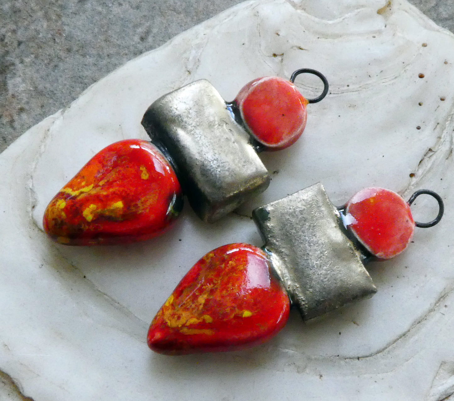 Ceramic Mixed Shape Stack Charms - Fruit Punch and Firecracker