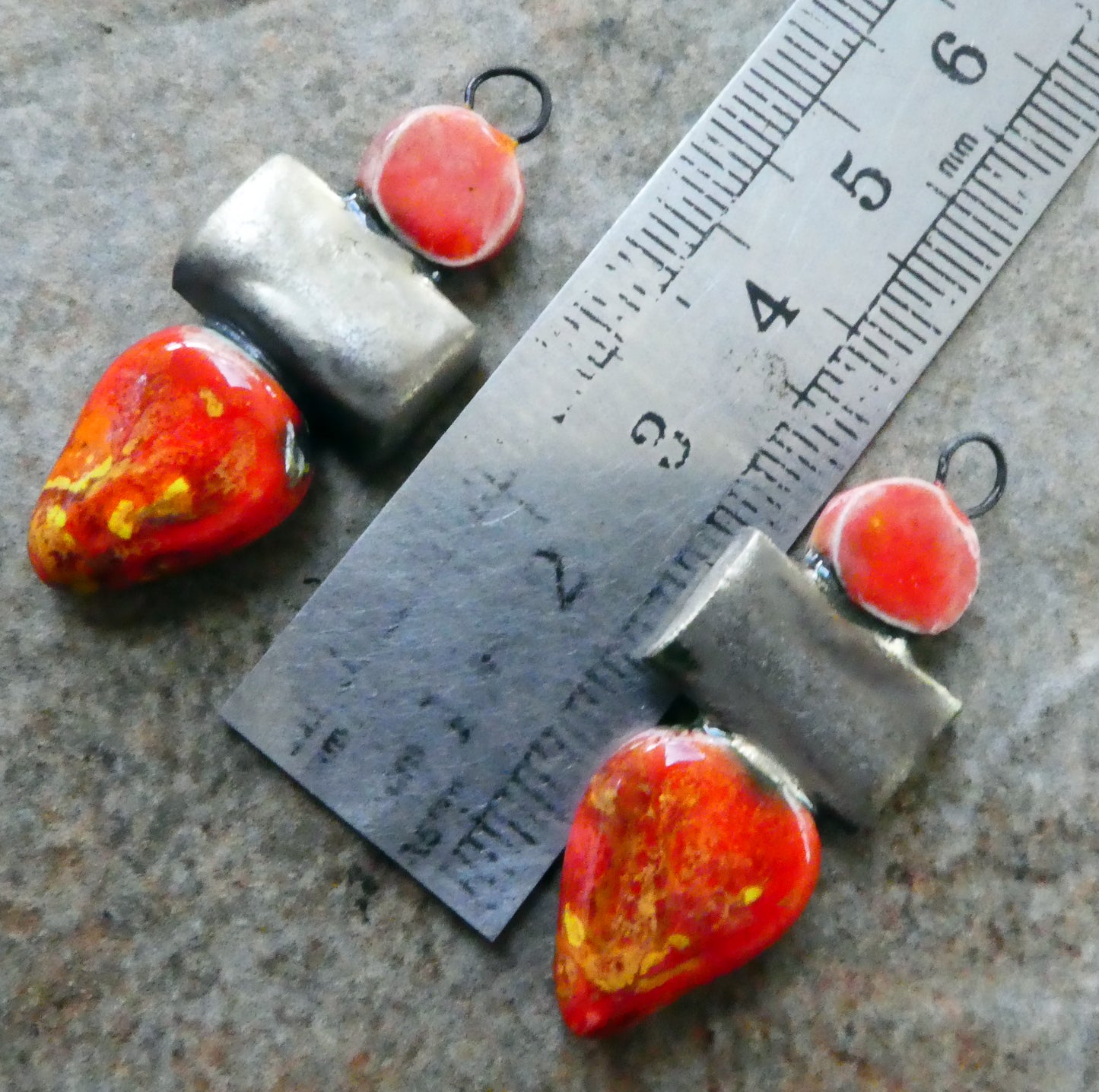 Ceramic Mixed Shape Stack Charms - Fruit Punch and Firecracker