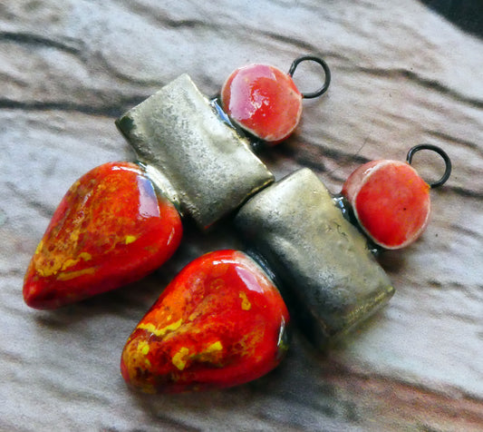 Ceramic Mixed Shape Stack Charms - Fruit Punch and Firecracker