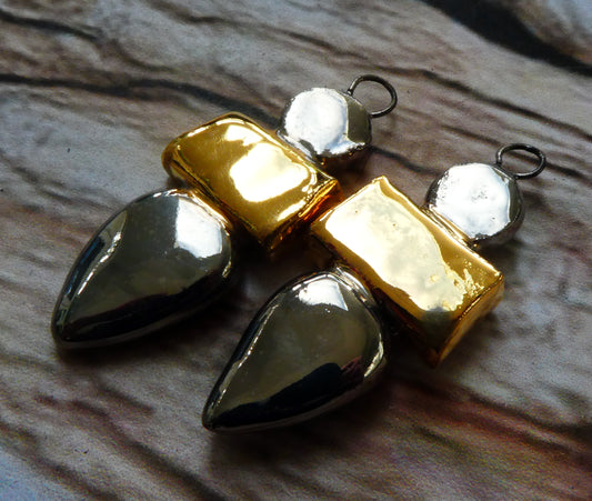 Ceramic Mixed Shape Stack Charms -Gold and Platinum