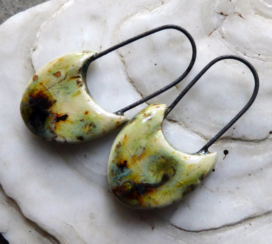 Ceramic Swoopy Hoopy Earring Charms - Cappuccino Mint