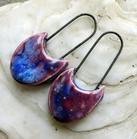 Ceramic Swoopy Hoopy Earring Charms -Plum Jelly