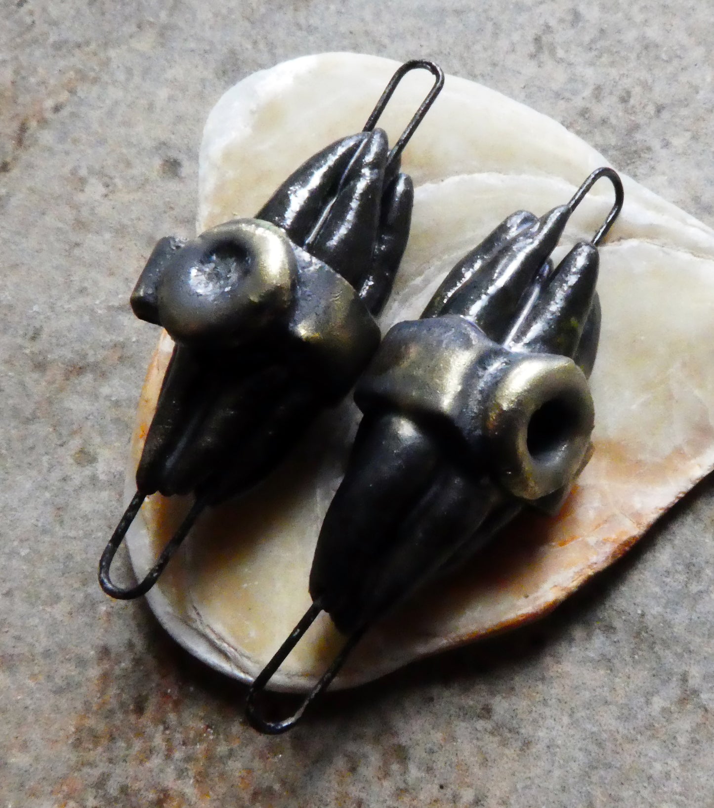 Ceramic Stick Bundle Earring Connectors - Pewter