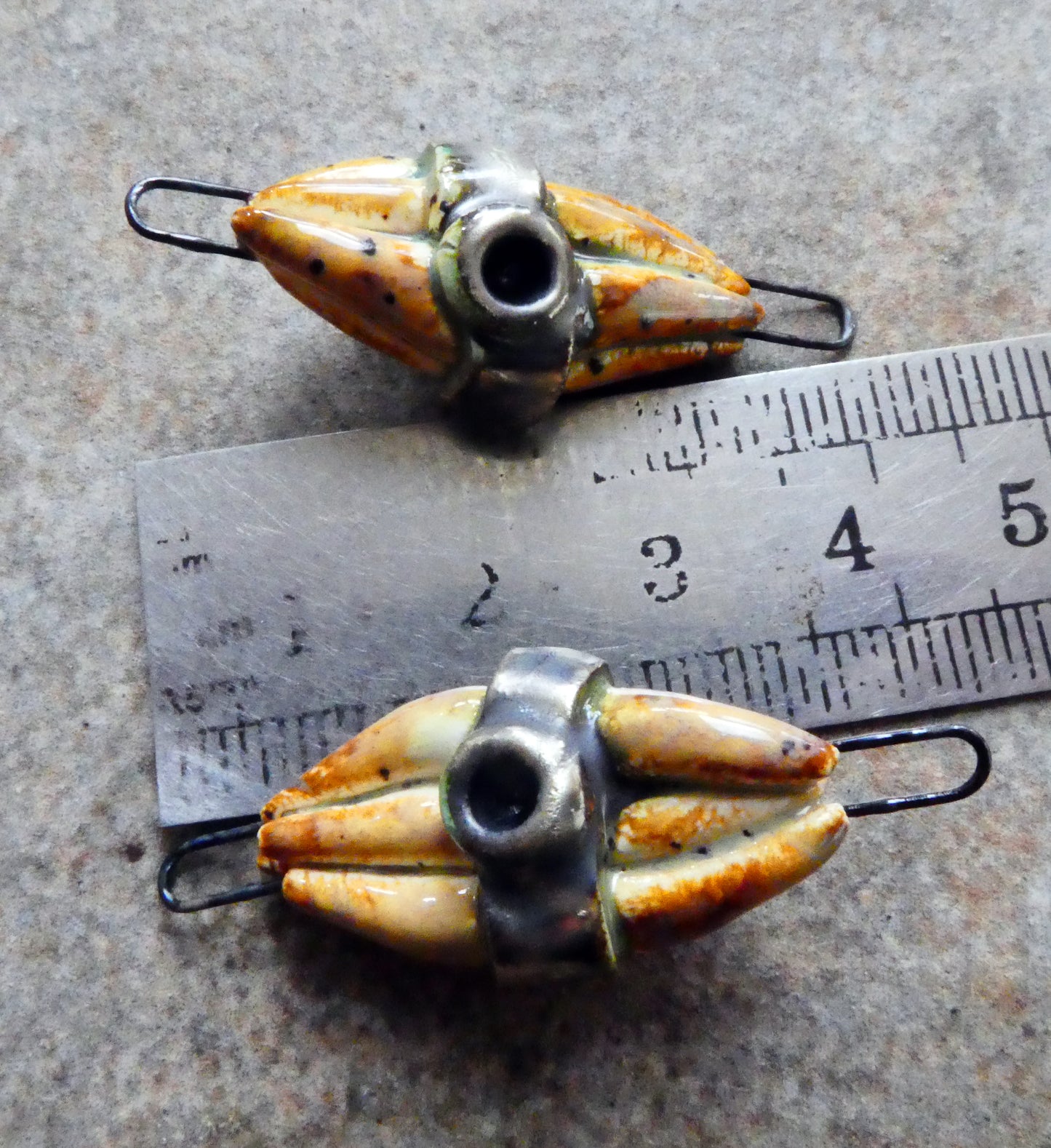 Ceramic Stick Bundle Earring Connectors - Amber Ash