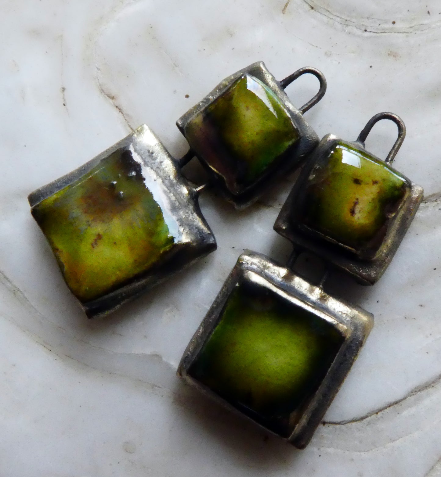 Ceramic Double Moulded Square Charms - Pagoda