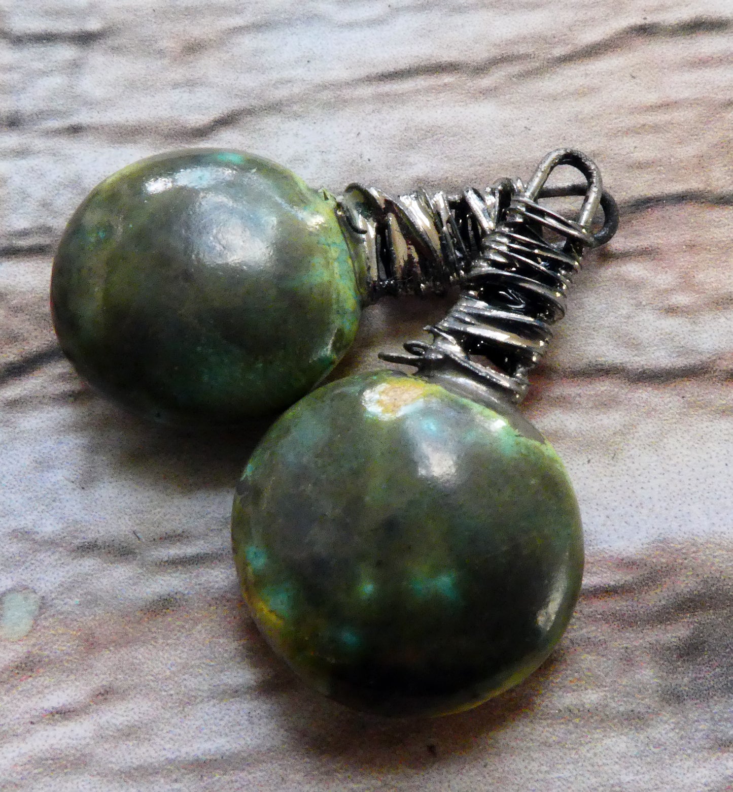 Wire Wrapped Disc Earring Charms -Supernova