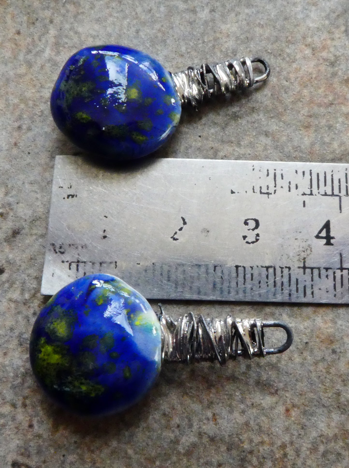 Wire Wrapped Disc Earring Charms -Starry Night