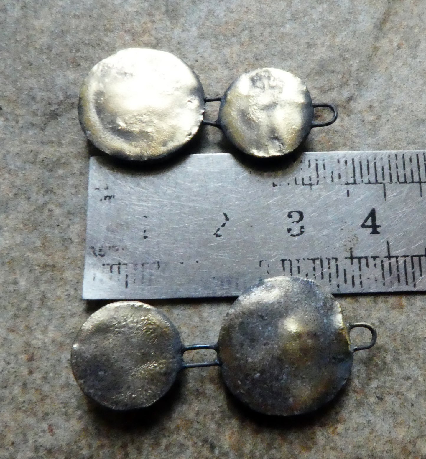 Ceramic Asymmetric Double Moulded Disc Charms -Antique Turquoise