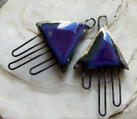 Ceramic Three Hoop Triangle Connectors -Dark Purple