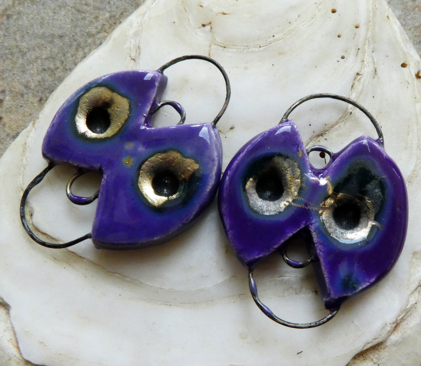 Ceramic Four Hoop Connectors - Dark Purple