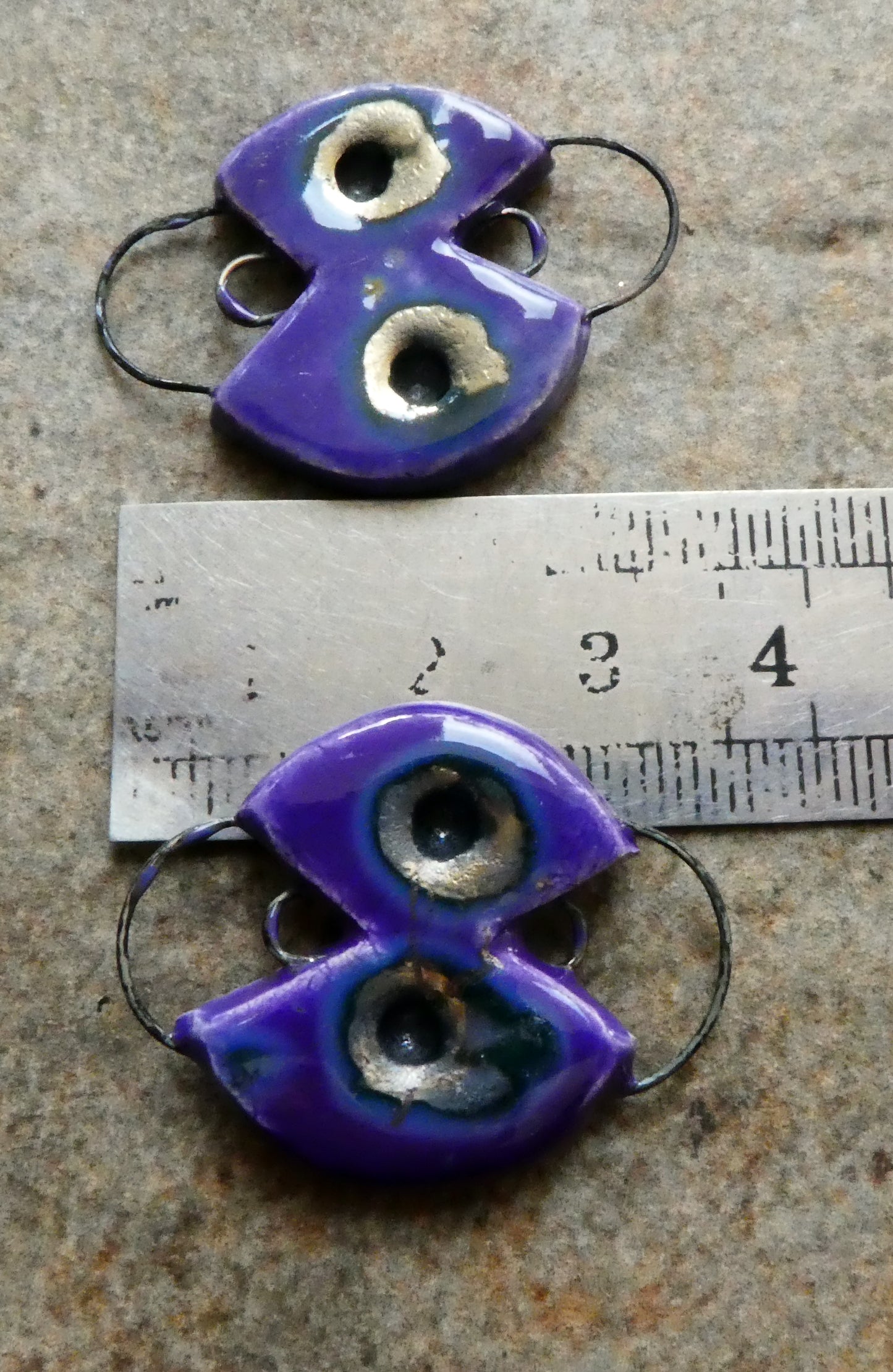 Ceramic Four Hoop Connectors - Dark Purple
