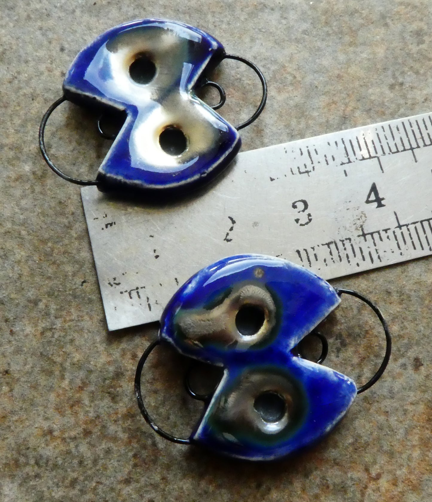 Ceramic Four Hoop Connectors -Mirror Blue