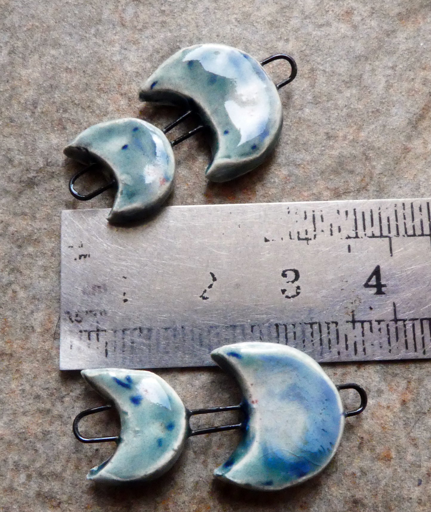 Ceramic Double Moon Connectors -Sea Urchin