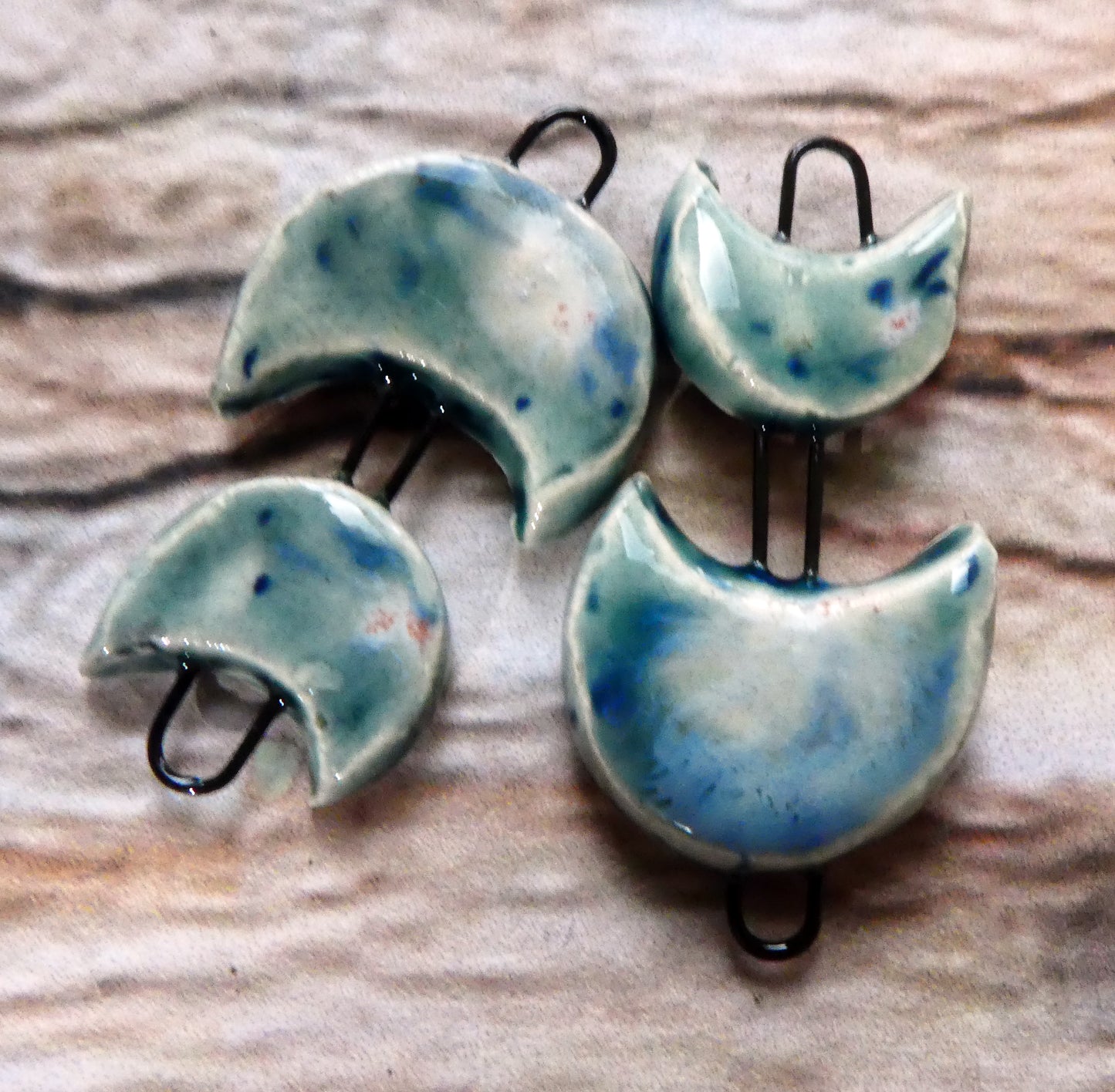Ceramic Double Moon Connectors -Sea Urchin