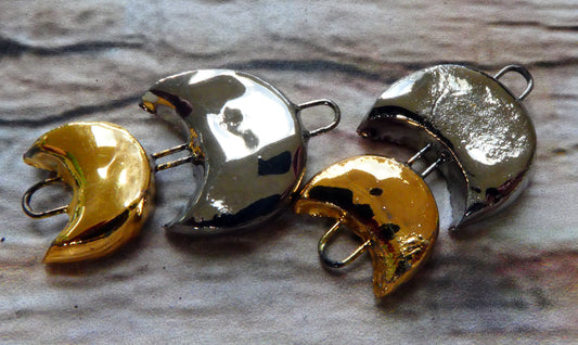Ceramic Double Moon Connectors -Platinum and Gold