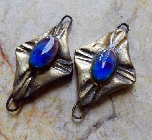 Ceramic Bronzy Diamond Connectors -Royal  Fantasy
