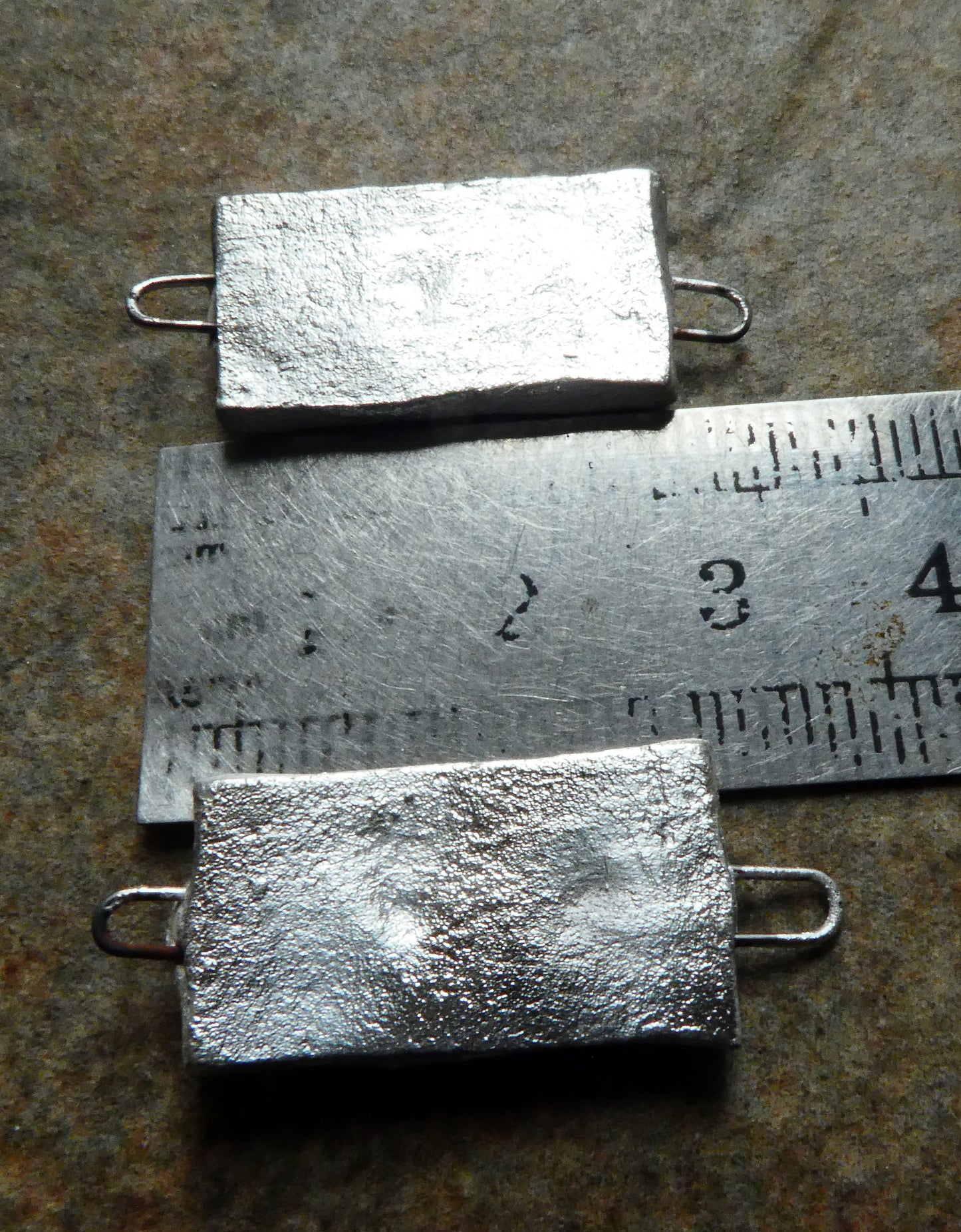 Ceramic Silvery Rectangle Pool Connectors -Red Orange