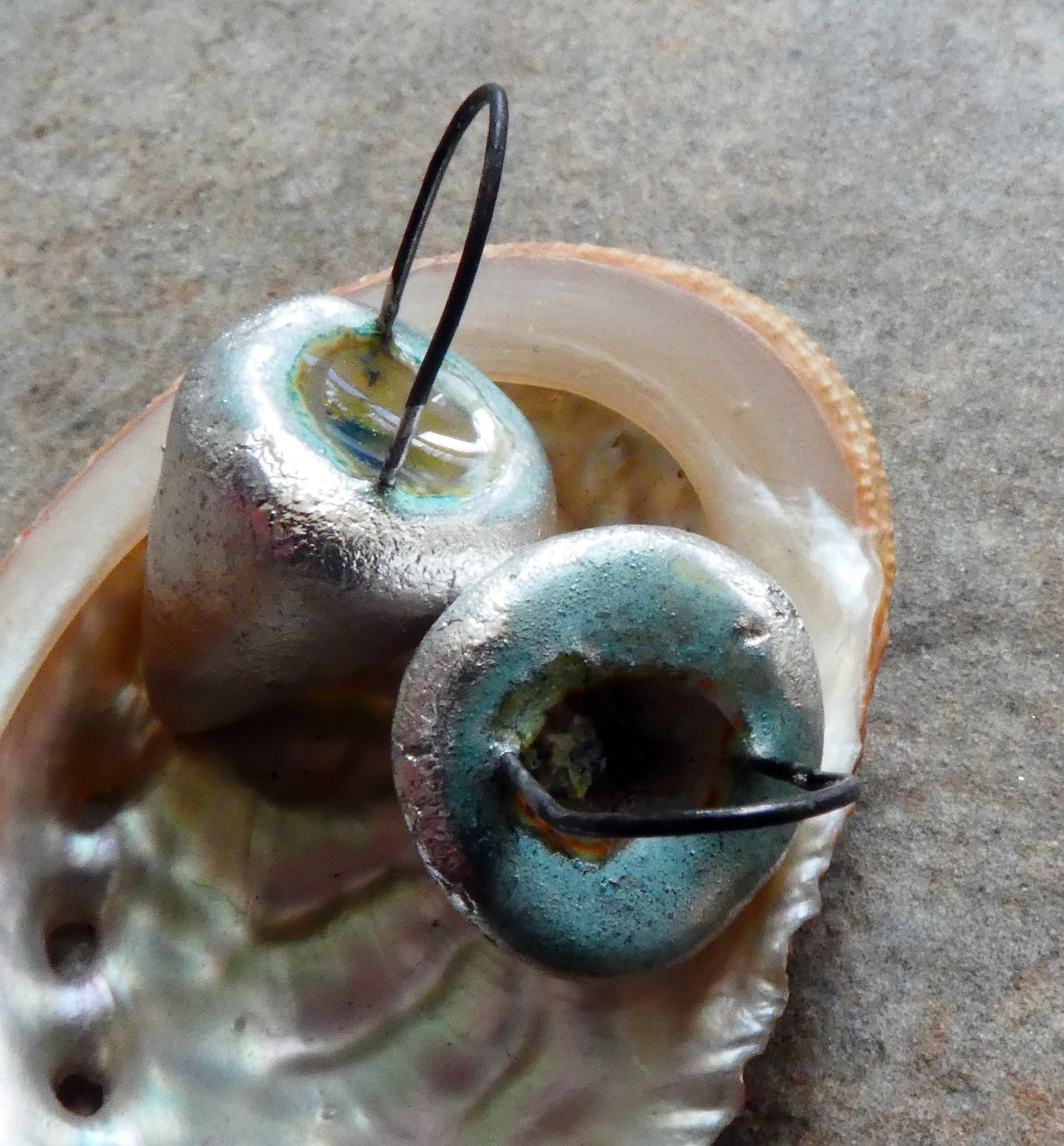 Ceramic Silvery Glass Filled Crucible Charms #4