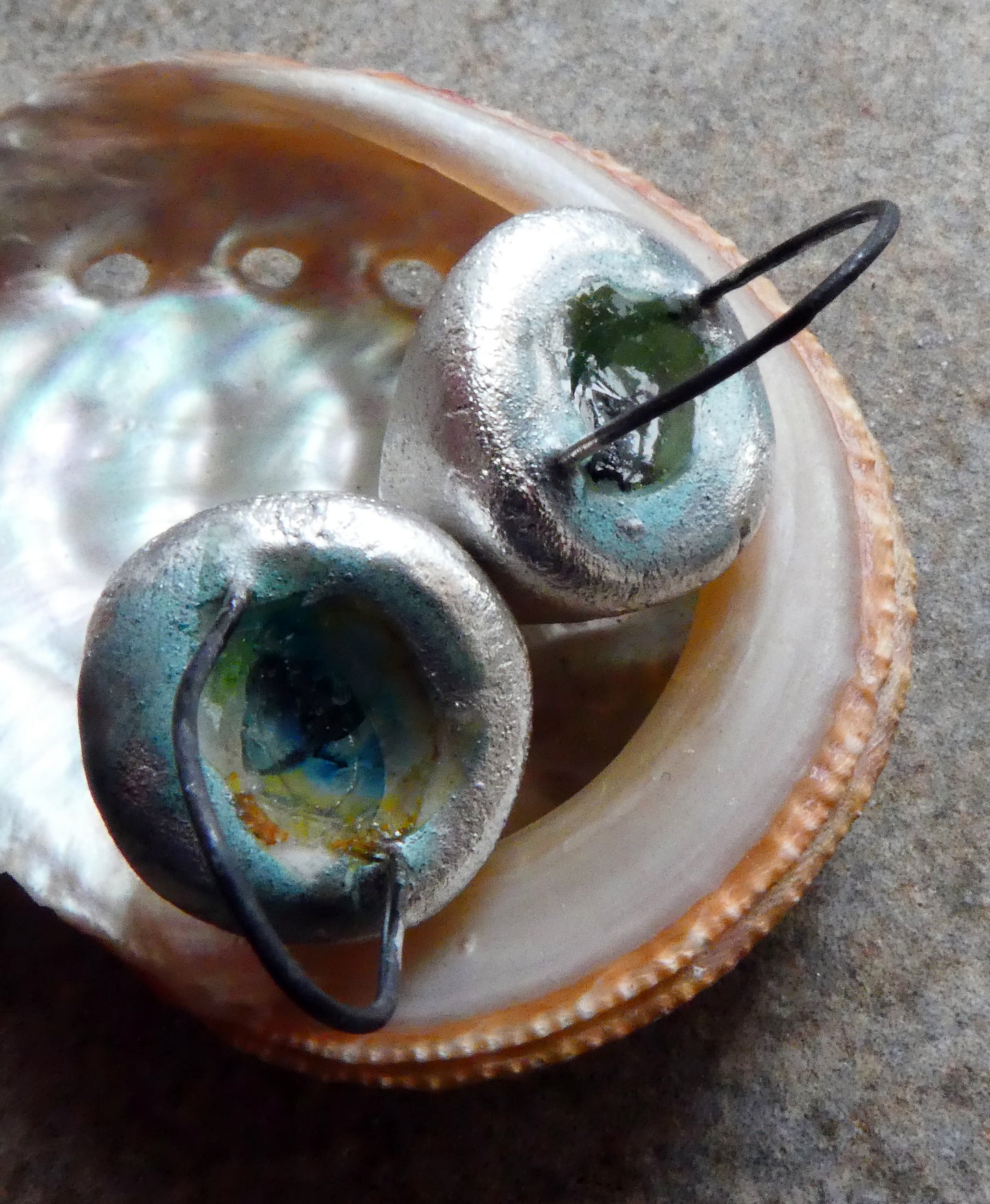 Ceramic Silvery Glass Filled Crucible Charms #5